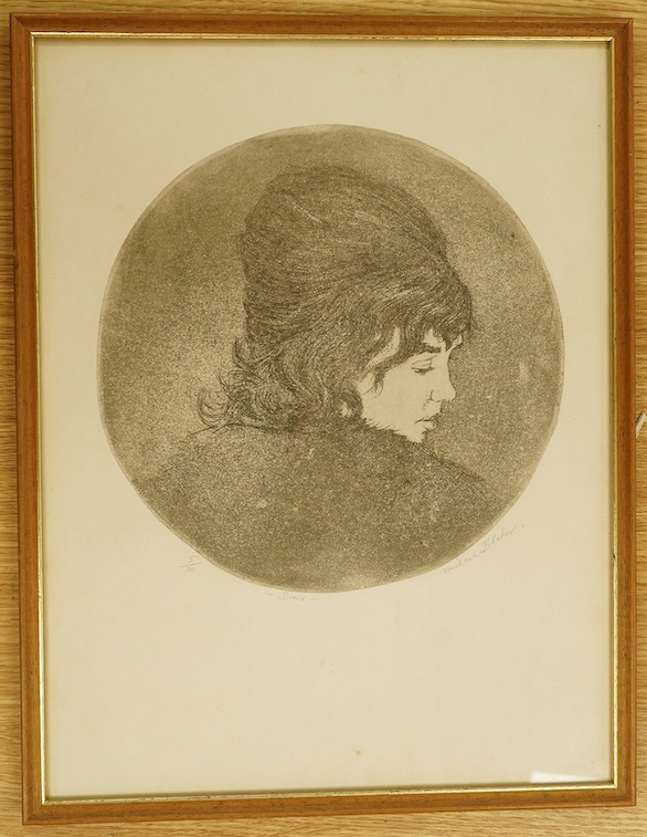 Michael Blaker (b.1928), monochrome etching, 'Diana', signed in pencil, limited edition, 5/30, 41 x 32cm. Condition - fair to good, some minor discolouration